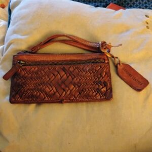 Genuine Leather Brown Woven Wallet